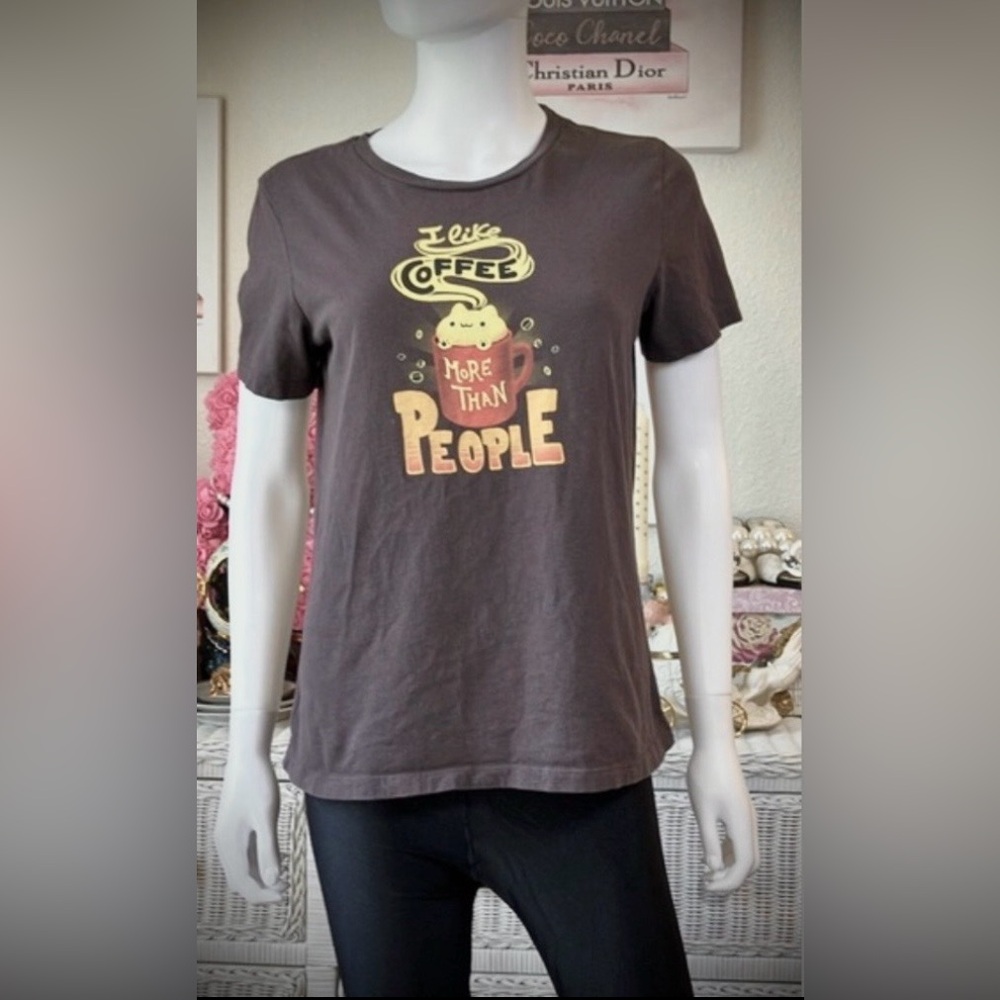 Vintage T-shirt “I Like Coffee More Than People” in brown color Size S